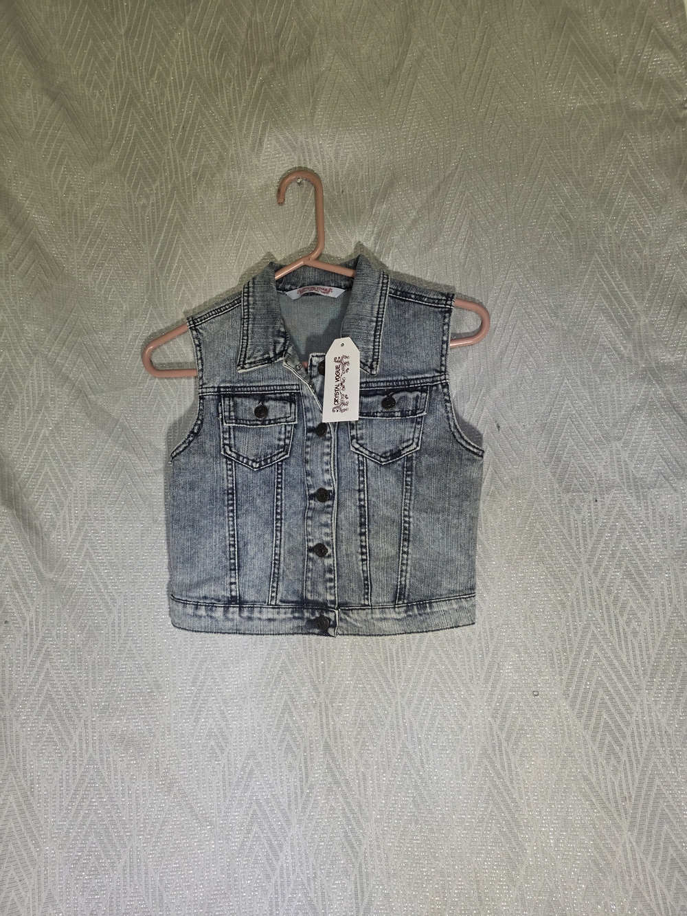 Girls' Sleeveless Denim Vest - Light Grey Wash